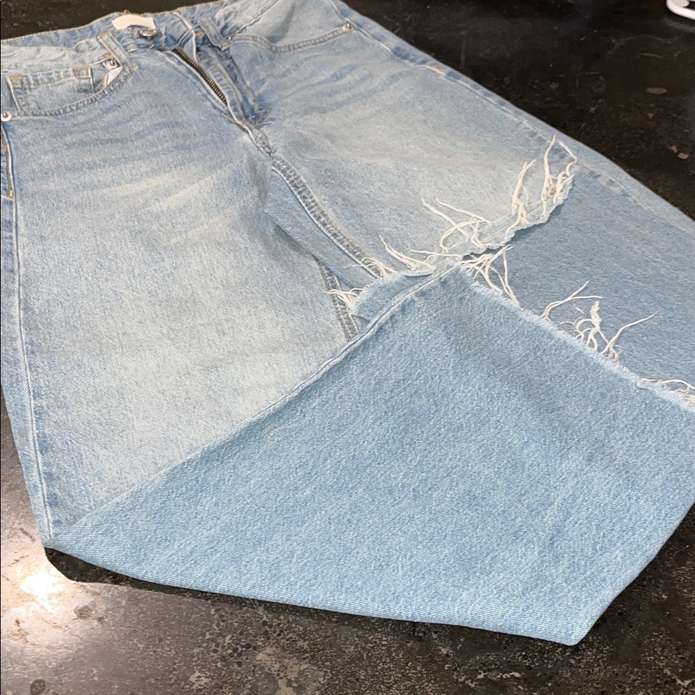 High Rise Light Blue Distressed Jeans